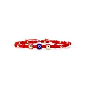 Pulsera Shambhala Roja Ojo Turco Oro 14k By Thiago Turcott®