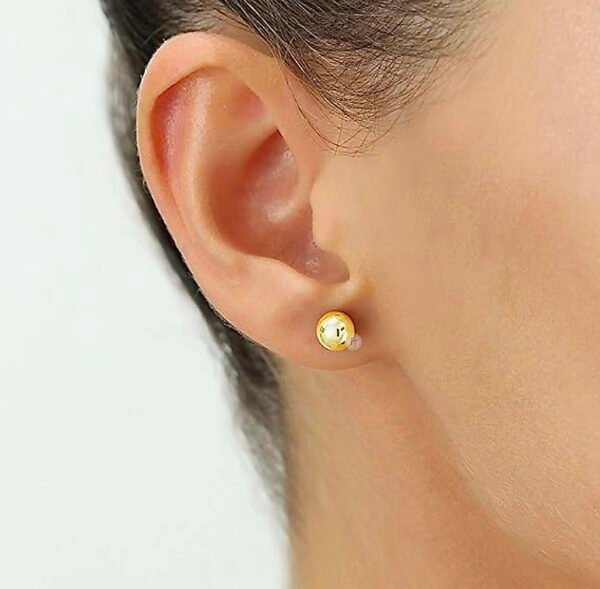 Aretes Broquel Bola 5 Mm Oro Italiano 14k By Thiago Turcott® - Image 5
