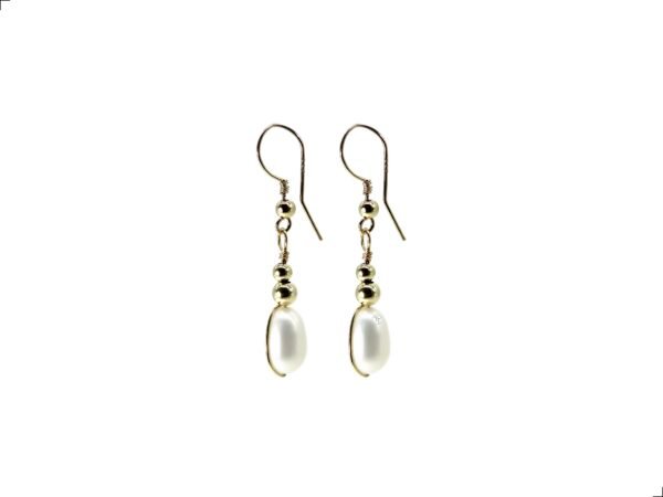 Aretes Perla Blanca Nacarada Drop Oro Italiano 14k By Thiago Turcott® - Image 3