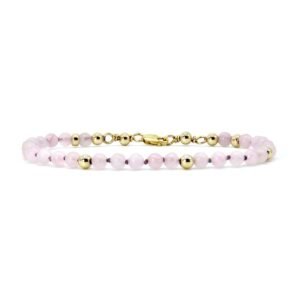 Pulsera Cuarzo Rosa Pálido Ball Oro 14k By Thiago Turcott®