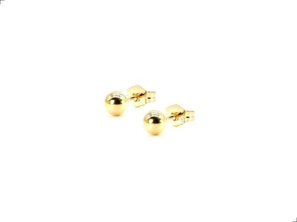 Aretes Broquel Bola 5 Mm Oro Italiano 14k By Thiago Turcott® - Image 3
