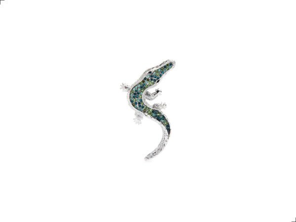 Prendedor Broche Cocodrilo Swarovski Preciosa Verde Mix By Thiago Turcott®
