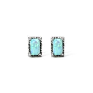 Aretes Ópalo Plata 1ra Ley 925 RettangoloBy Thiago Turcott®