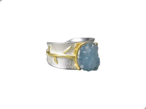 Anillo Aguamarina Plata 1ra Ley 925 Lineas Barroque By Thiago Turcott® - Image 4