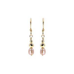 Aretes Perla Rosa Nacarada Drop Oro Italiano 14k By Thiago Turcott®