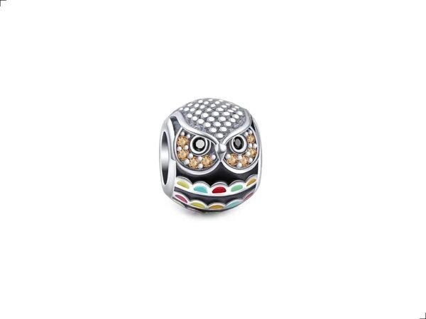 Charm Búho Plata Esterlina 925 Zirconia Cz Black By Thiago Turcott®