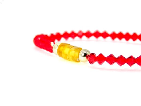 Pulsera Protección Ámbar Natural Oro Italiano 14k Swarovski Bordo By Thiago Turcott® - Image 2