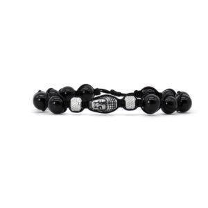 Pulsera Obsidiana Natural Buddha Titanio 18k By Thiago Turcott®