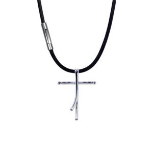 Collar Cruz Nastro Plata 1ra Ley 925 Zafiro Blanco By Thiago Turcott®