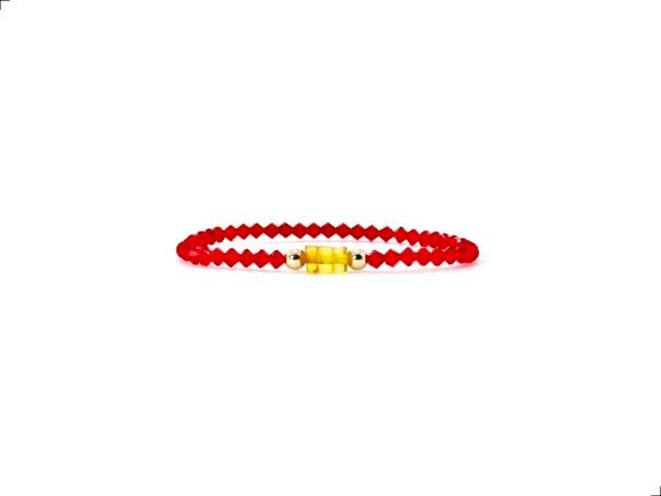 Pulsera Protección Ámbar Natural Oro Italiano 14k Swarovski Bordo By Thiago Turcott®