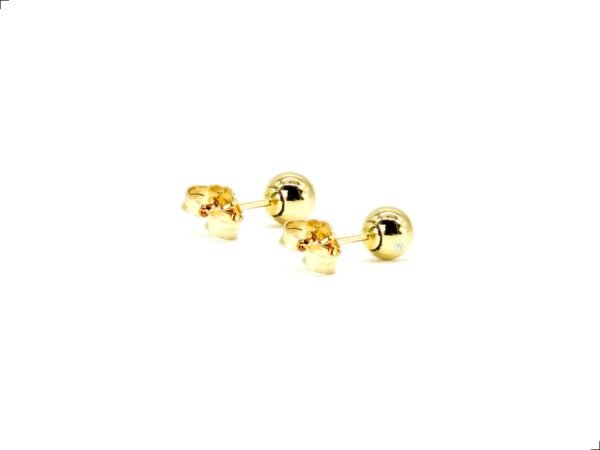 Aretes Broquel Bola 5 Mm Oro Italiano 14k By Thiago Turcott® - Image 4