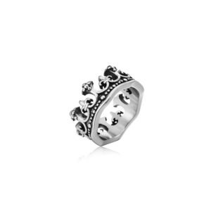 Anillo Corona Flor De Liz Titanio 18k Plateado By Thiago Turcott®