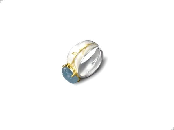 Anillo Aguamarina Plata 1ra Ley 925 Lineas Barroque By Thiago Turcott® - Image 3
