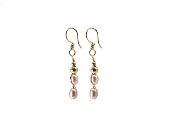 Aretes Perla Rosada Rice Oro Italiano 14k By Thiago Turcott® - Image 3