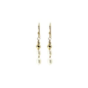 Aretes Perla Blanca Nacarada Rice Oro Italiano 14k By Thiago Turcott®