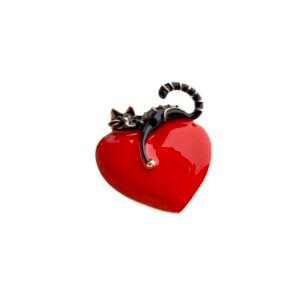 Prendedor Broche Corazón Gato Red Enamel By Thiago Turcott®