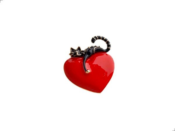 Prendedor Broche Corazón Gato Red Enamel By Thiago Turcott®
