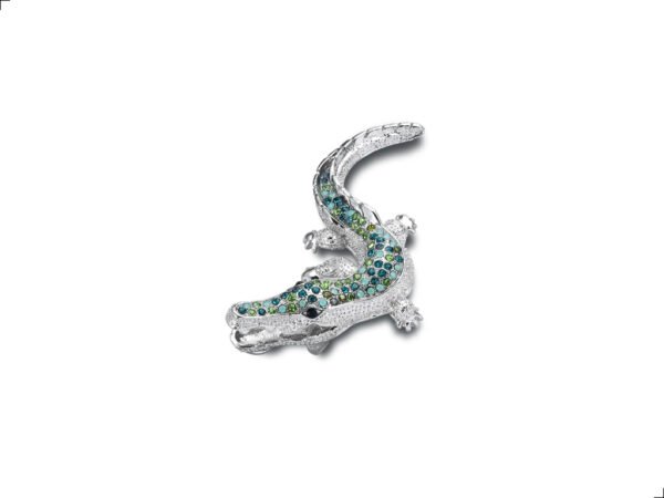 Prendedor Broche Cocodrilo Swarovski Preciosa Verde Mix By Thiago Turcott® - Image 3