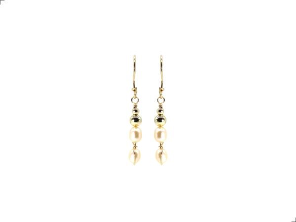 Aretes Perla Salmón Nacarada Rice Oro Italiano 14k By Thiago Turcott®