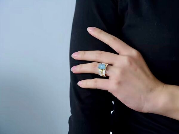 Anillo Aguamarina Plata 1ra Ley 925 Lineas Barroque By Thiago Turcott® - Image 5