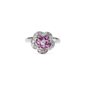 Anillo Oro 14k Zafiro Rosa Flor By Thiago Turcott®
