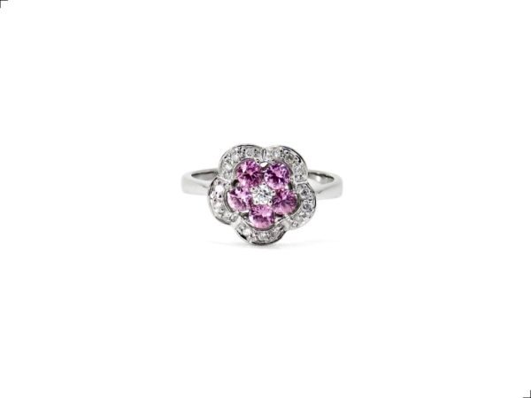 Anillo Oro 14k Zafiro Rosa Flor By Thiago Turcott®