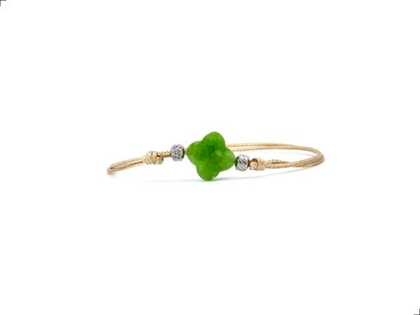 Pulsera Jade Trébol Titanio 18k Hilo Seda By Thiago Turcott®