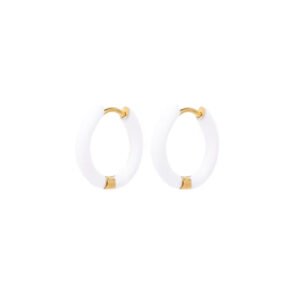 Arracadas Huggies Titanio 18k Enamel Blanco By Thiago Turcott®