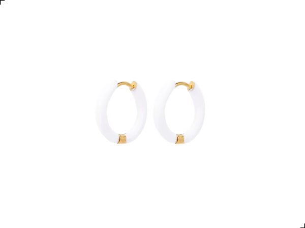 Arracadas Huggies Titanio 18k Enamel Blanco By Thiago Turcott®