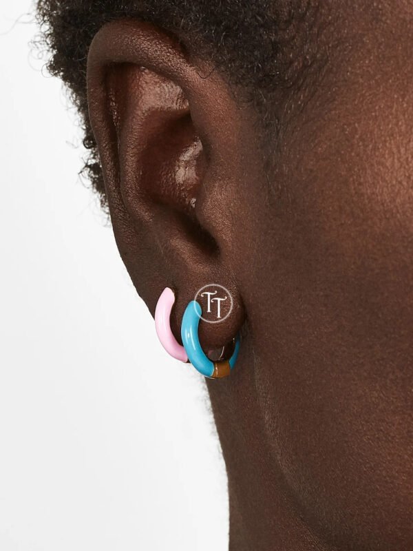 Arracadas Huggies Titanio 18k Enamel Azul By Thiago Turcott® - Image 2
