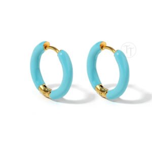Arracadas Huggies Titanio 18k Enamel Azul Turquesa By Thiago Turcott®