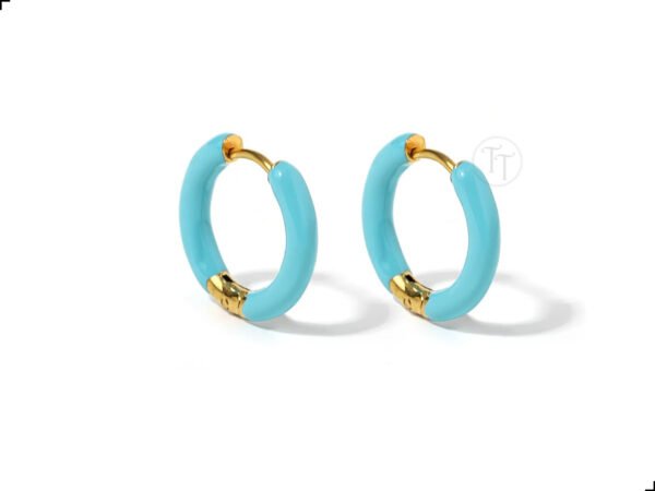 Arracadas Huggies Titanio 18k Enamel Azul Turquesa By Thiago Turcott®