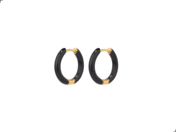Arracadas Huggies Titanio 18k Enamel Negro By Thiago Turcott®