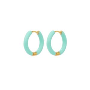 Arracadas Huggies Titanio 18k Enamel Verde Turquesa By Thiago Turcott®