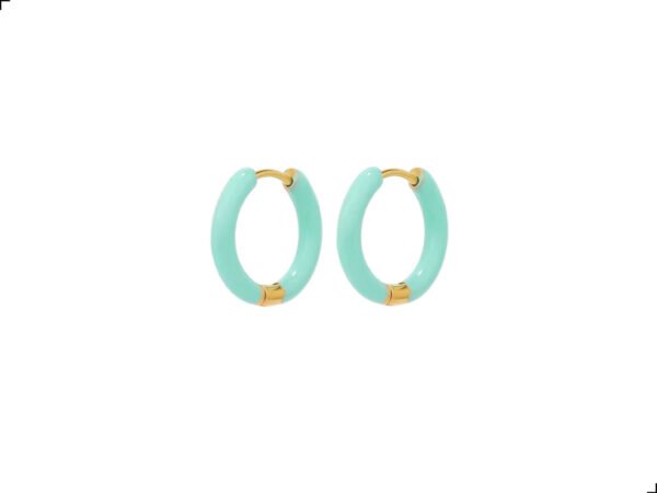 Arracadas Huggies Titanio 18k Enamel Verde Turquesa By Thiago Turcott®