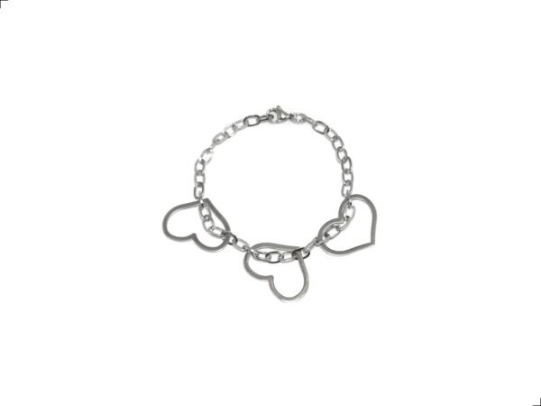 Pulsera 3 Corazones Cadena Titanio 18k By Thiago Turcott®