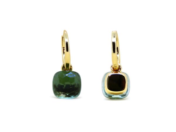 Aretes Nudo Plata 1ra Ley 925 Moldavita 18k Gold Plating - Image 3