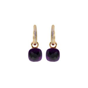 Aretes Nudo Plata 1ra Ley 925 Amatista 18k Gold Plating
