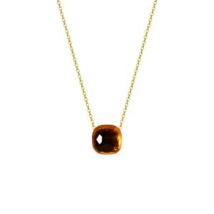 Collar Nudo Citrino Plata 1ra Ley 925/18k Gold Plating