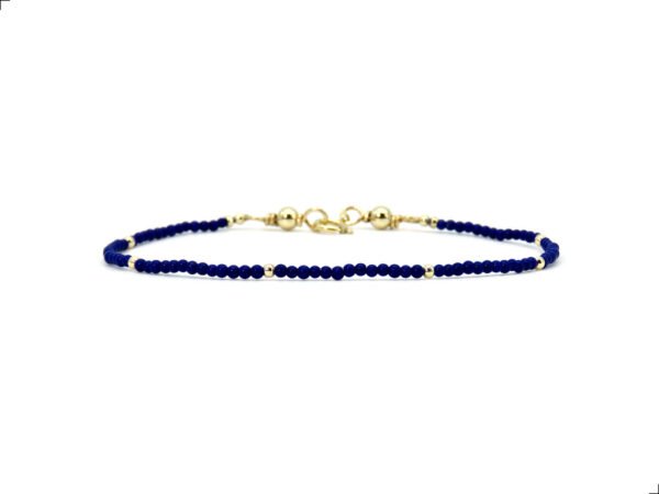 Pulsera Lapislázuli Natural 2 Mm Oro 14k By Thiago Turcott®