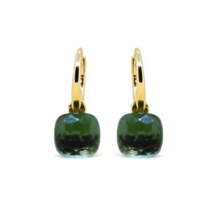 Aretes Nudo Plata 1ra Ley 925 Moldavita 18k Gold Plating