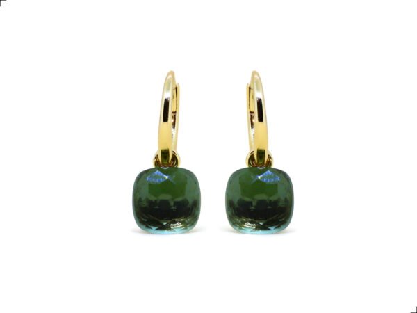 Aretes Nudo Plata 1ra Ley 925 Moldavita 18k Gold Plating