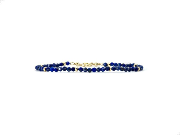 Pulsera Lapislázuli Single Facetado Oro Italiano 14k By Thiago Turcott®