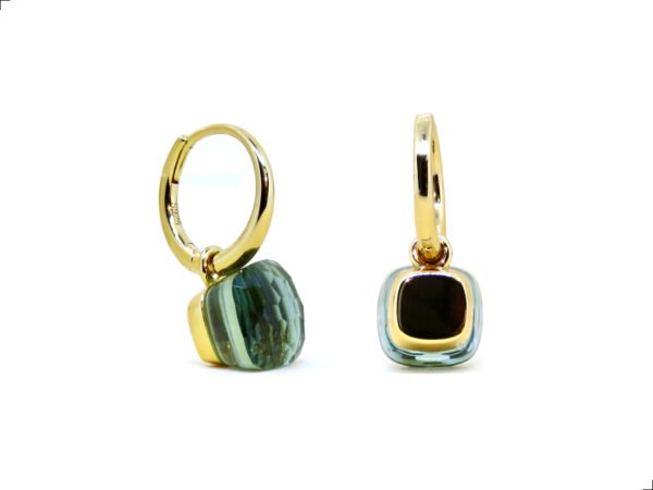 Aretes Nudo Plata 1ra Ley 925 Moldavita 18k Gold Plating - Image 2
