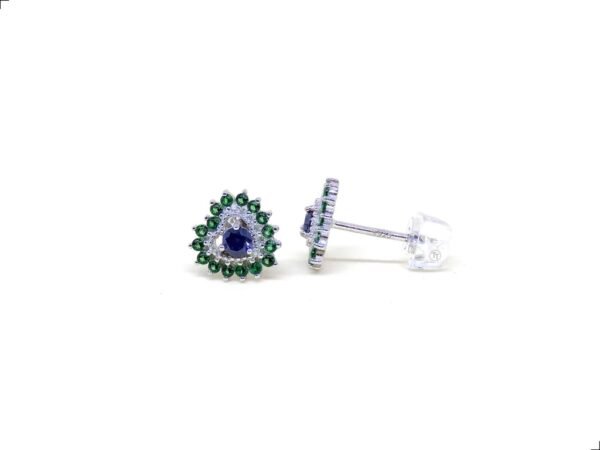 Aretes Corazón Zafiro Plata 1ra Ley 925 By Thiago Turcott® - Image 2