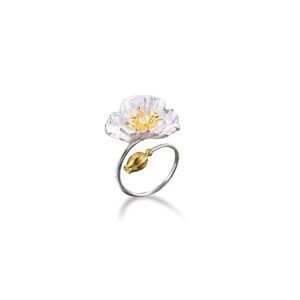 Anillo Flor De Amapola Plata De 1ra Ley 925 Ajustable By Thiago Turcott®