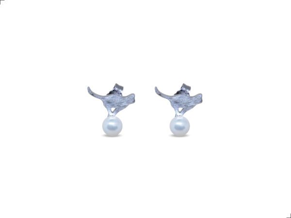 Aretes Gato Plata 1ra Ley 925 Perla Austriaca By Thiago Turcott®