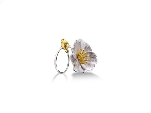 Anillo Flor De Amapola Plata De 1ra Ley 925 Ajustable By Thiago Turcott® - Image 4