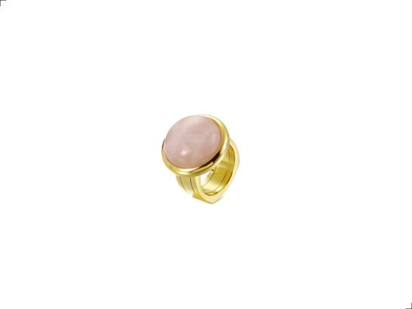 Anillo Cuarzo Rosa Natural Titanio 18k Padua By Thiago Turcott®