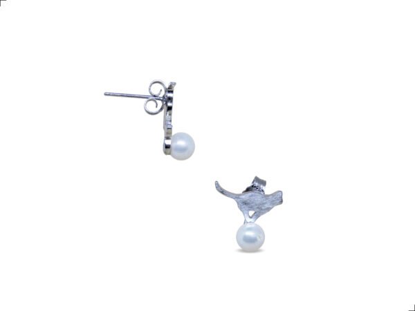 Aretes Gato Plata 1ra Ley 925 Perla Austriaca By Thiago Turcott® - Image 2